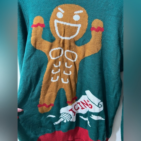 Tipsy Elves men’s large Festive Green Gingerbread Sweater, EUC, holiday party - Picture 4 of 7